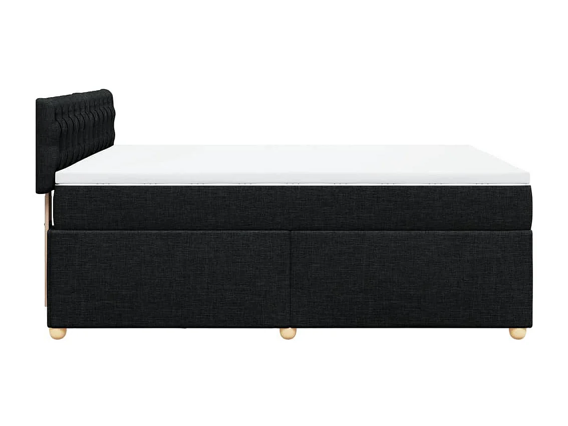 Cama box spring con colchón tela negro 140x190 cm