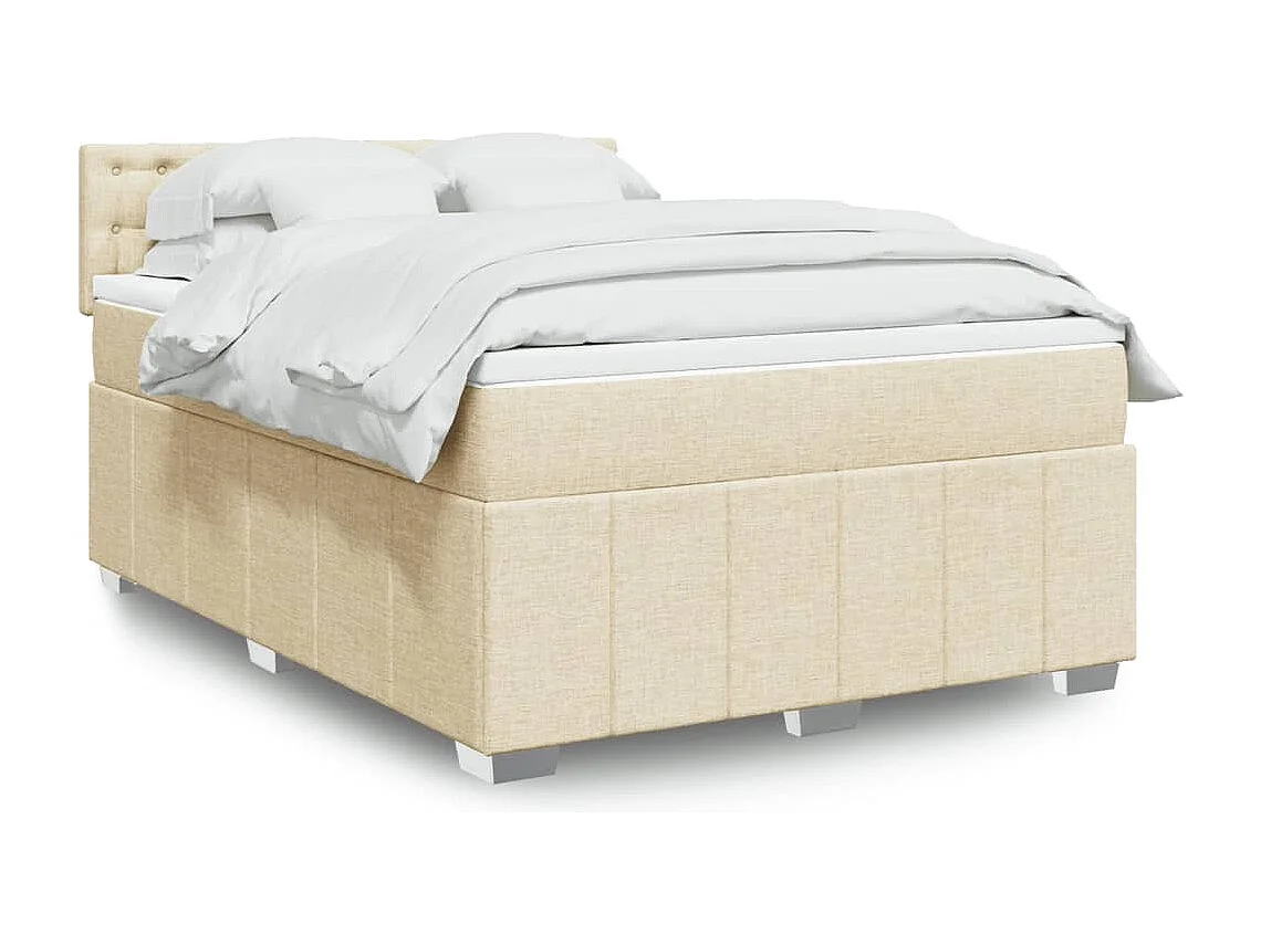 Boxspring met matras stof crèmekleurig 160x200 cm