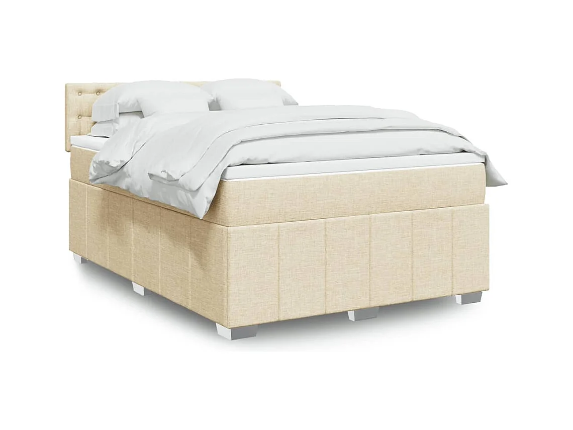 Sommier à lattes de lit avec matelas Crème 160x200 cm Tissu
