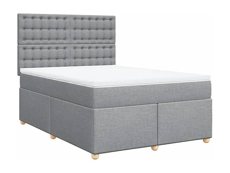 Cama box spring con colchón tela gris claro 160x200 cm