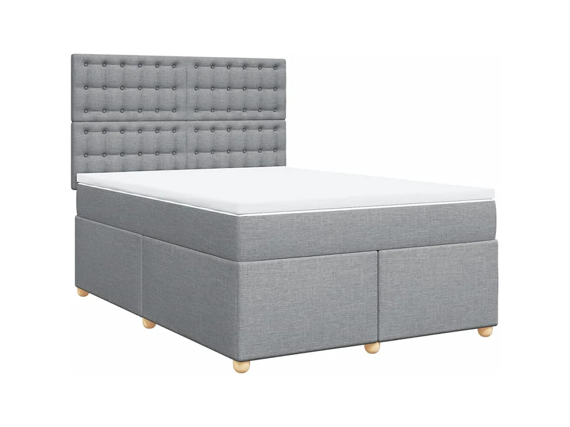 Sommier à lattes de lit avec matelas Gris clair 160x200cm Tissu