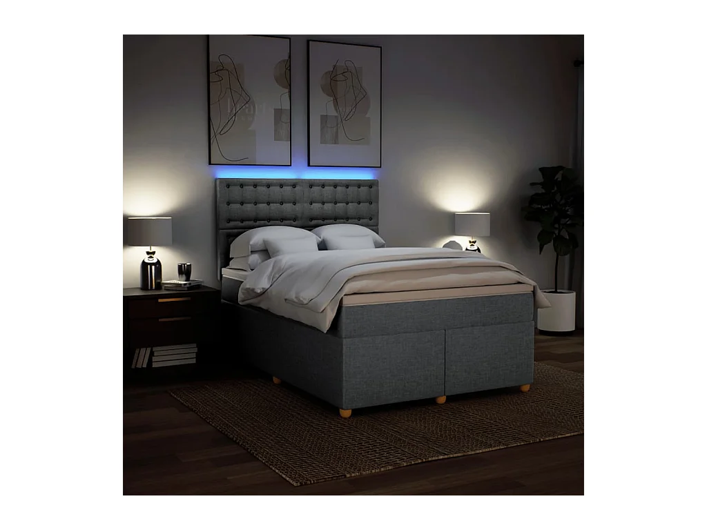 Sommier à lattes de lit avec matelas Gris clair 160x200cm Tissu