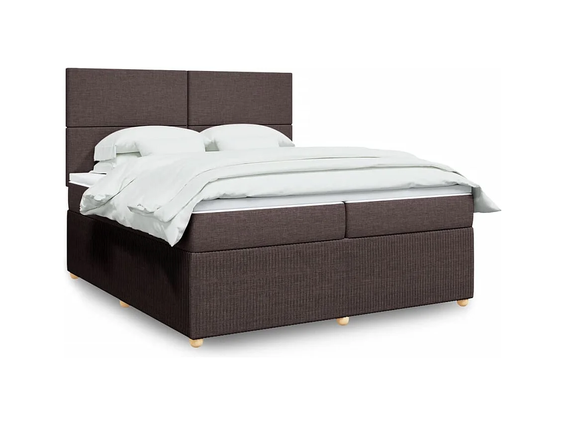 Cama box spring con colchón tela marrón oscuro 200x200 cm