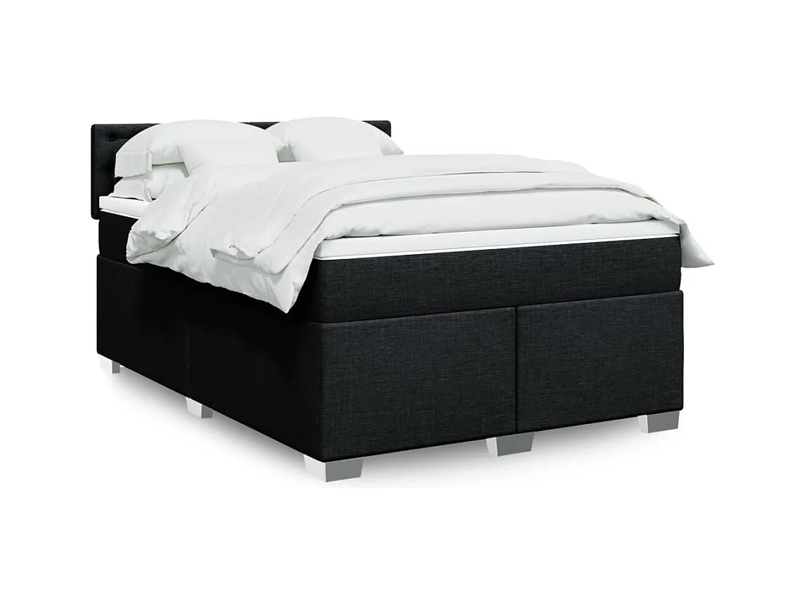 Sommier à lattes de lit avec matelas Noir 160x200 cm Tissu