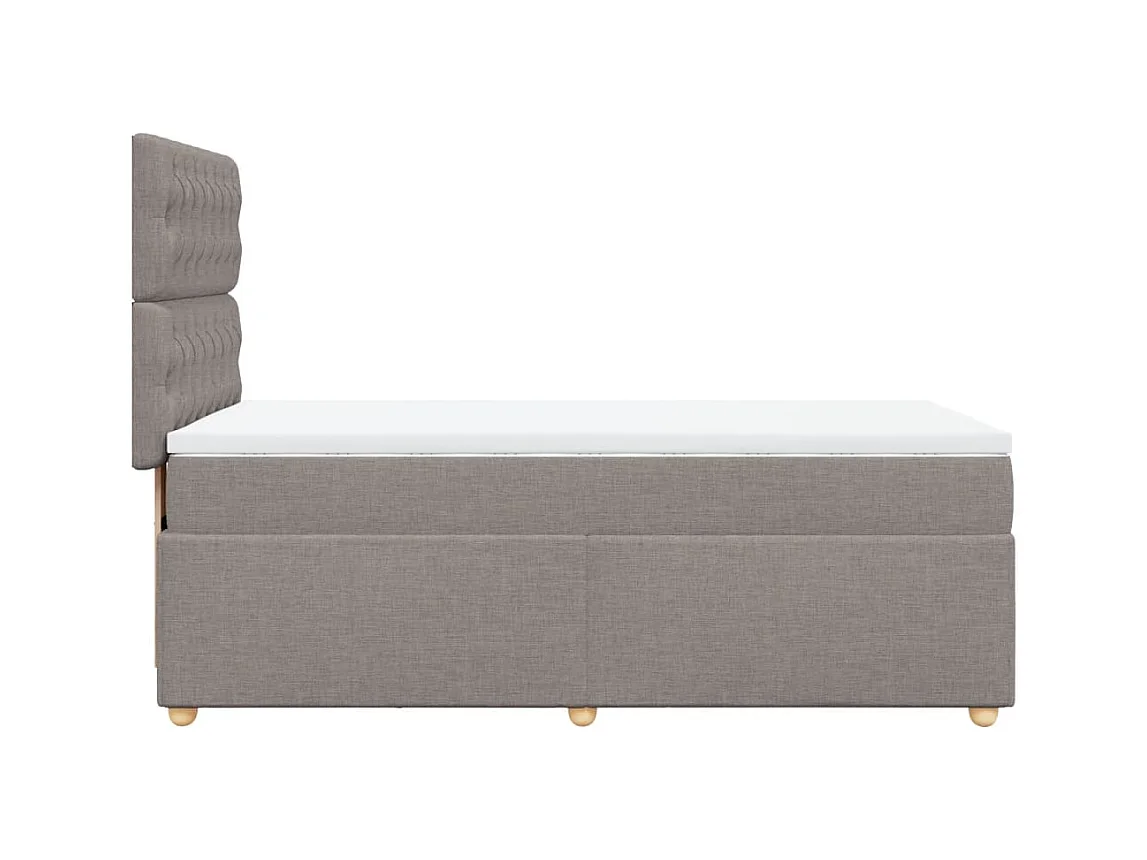 Cama box spring con colchón tela gris taupe 100x200 cm