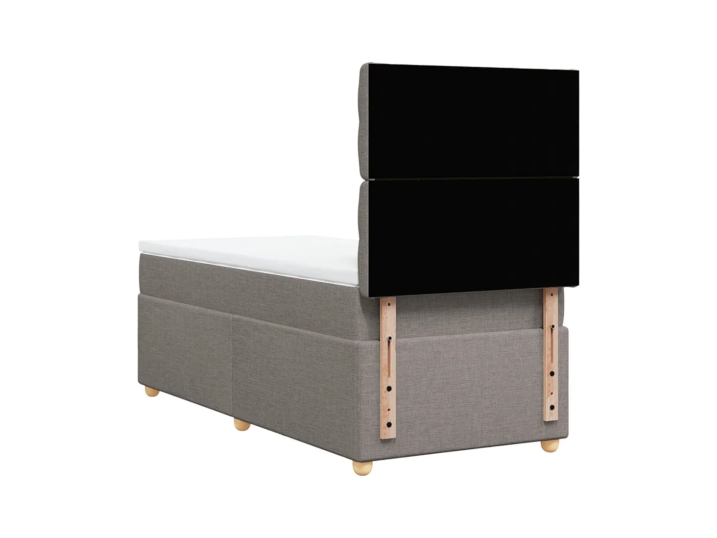 Cama box spring con colchón tela gris taupe 100x200 cm