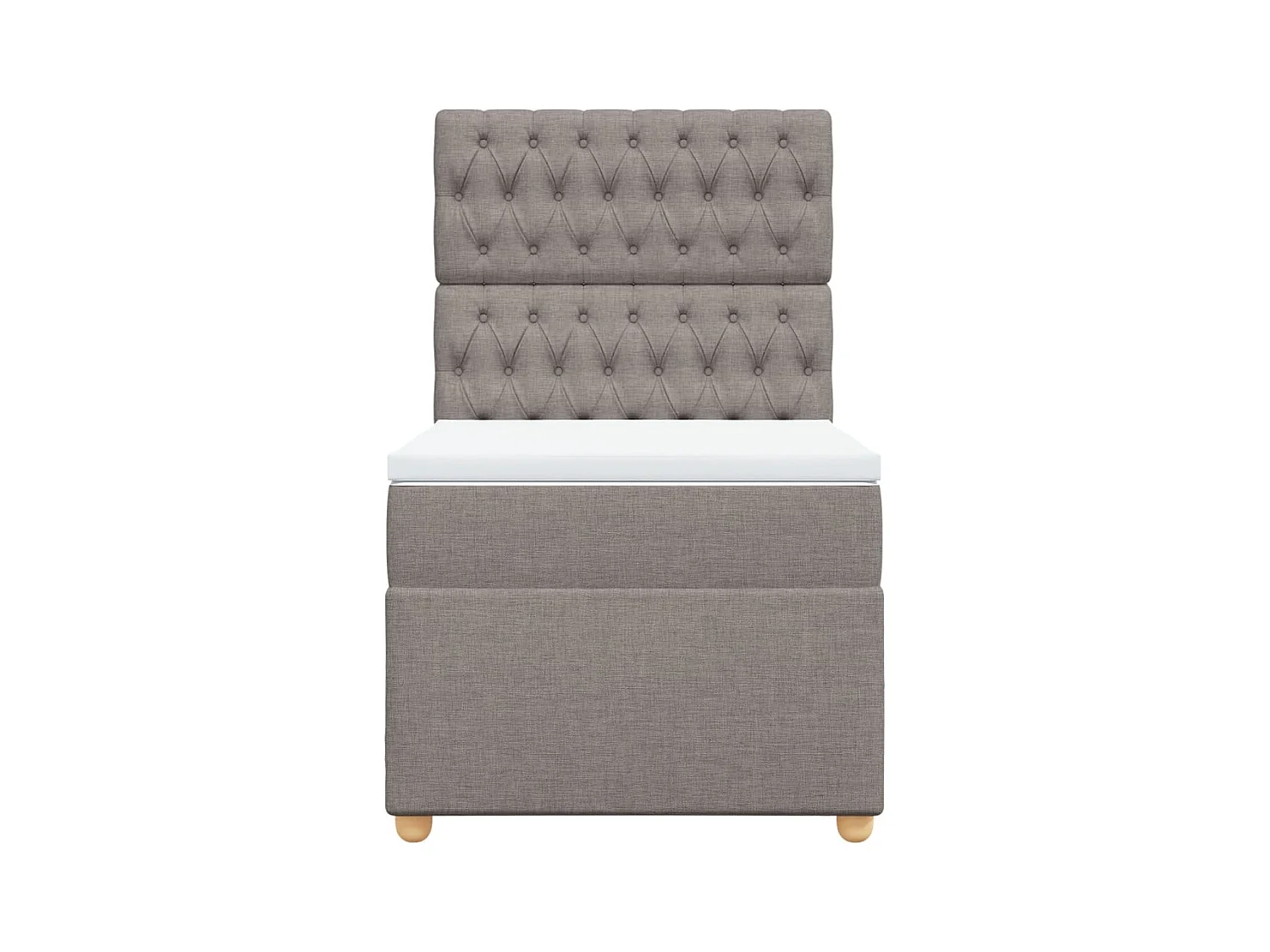 Cama box spring con colchón tela gris taupe 100x200 cm