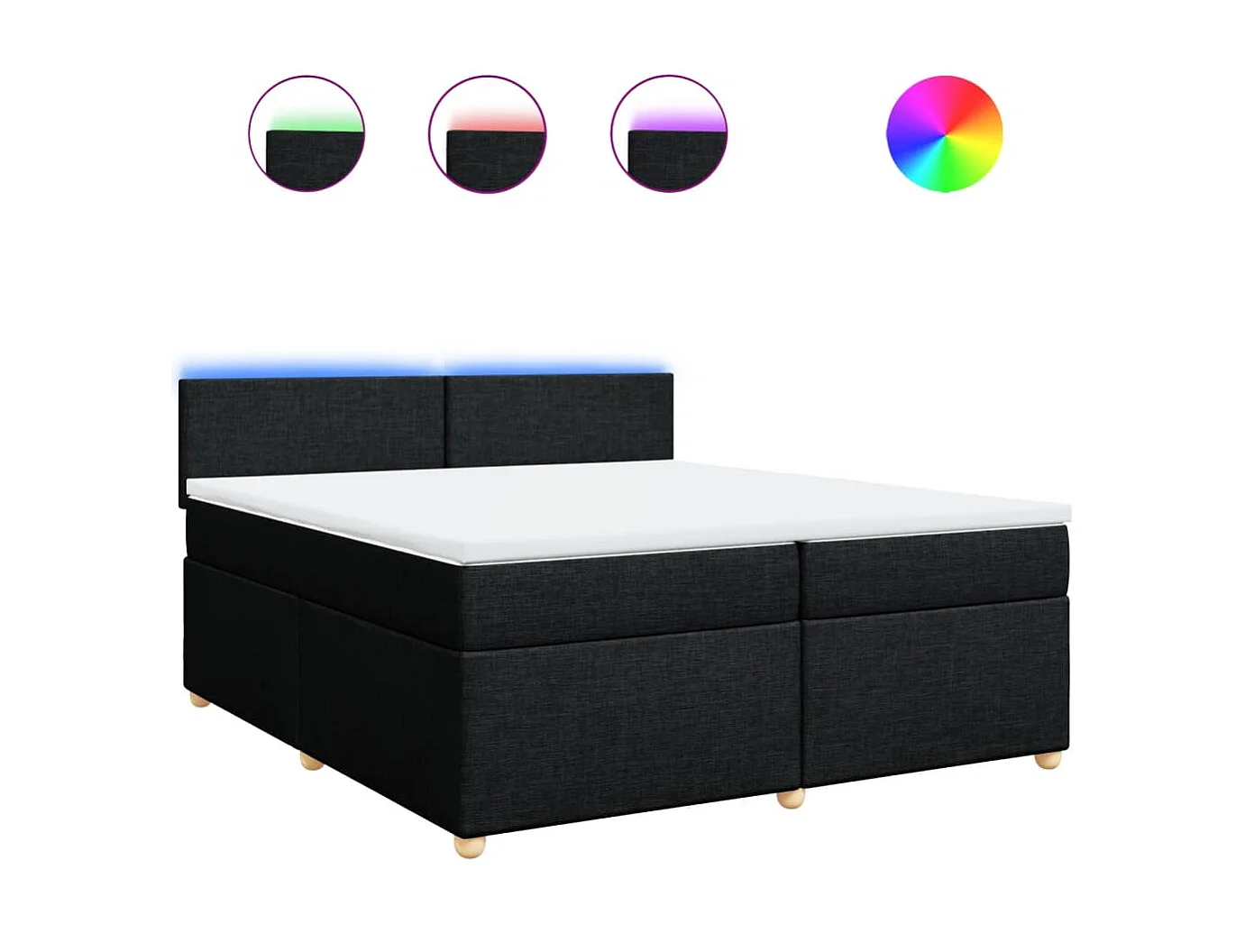 Cama box spring con colchón tela negro 200x200 cm