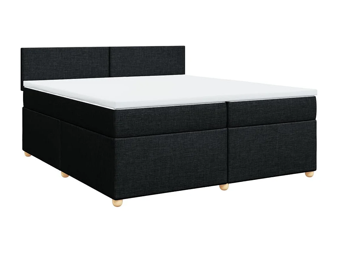 Cama box spring con colchón tela negro 200x200 cm