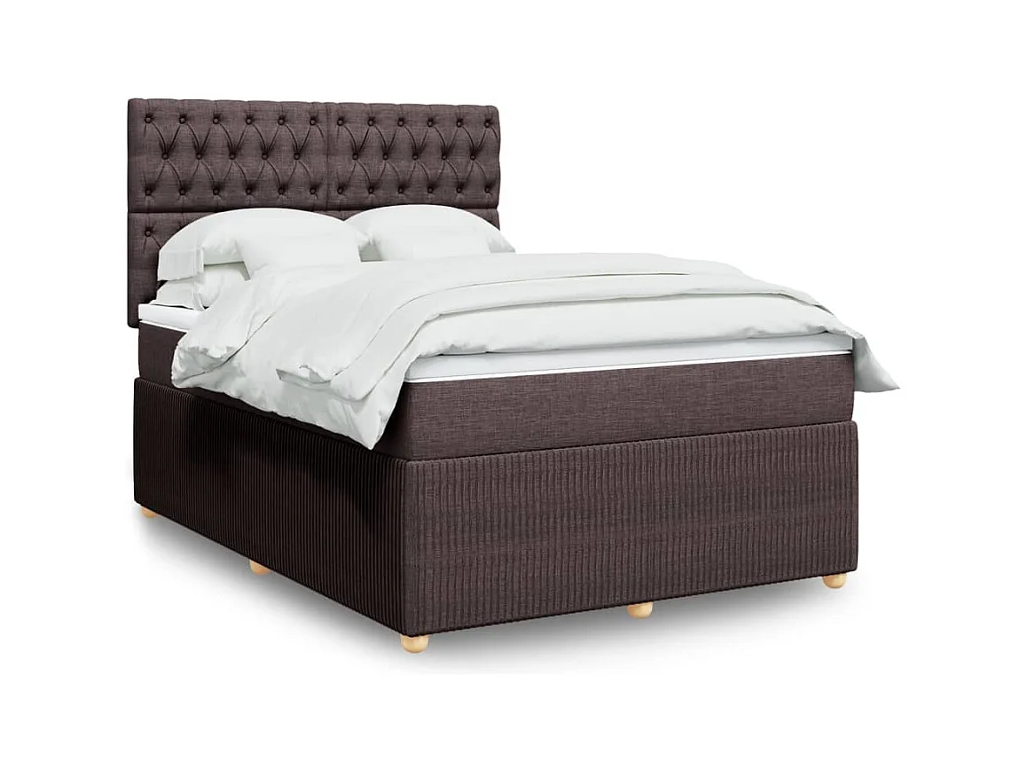 Sommier à lattes de lit avec matelas Marron foncé 140x190 cm