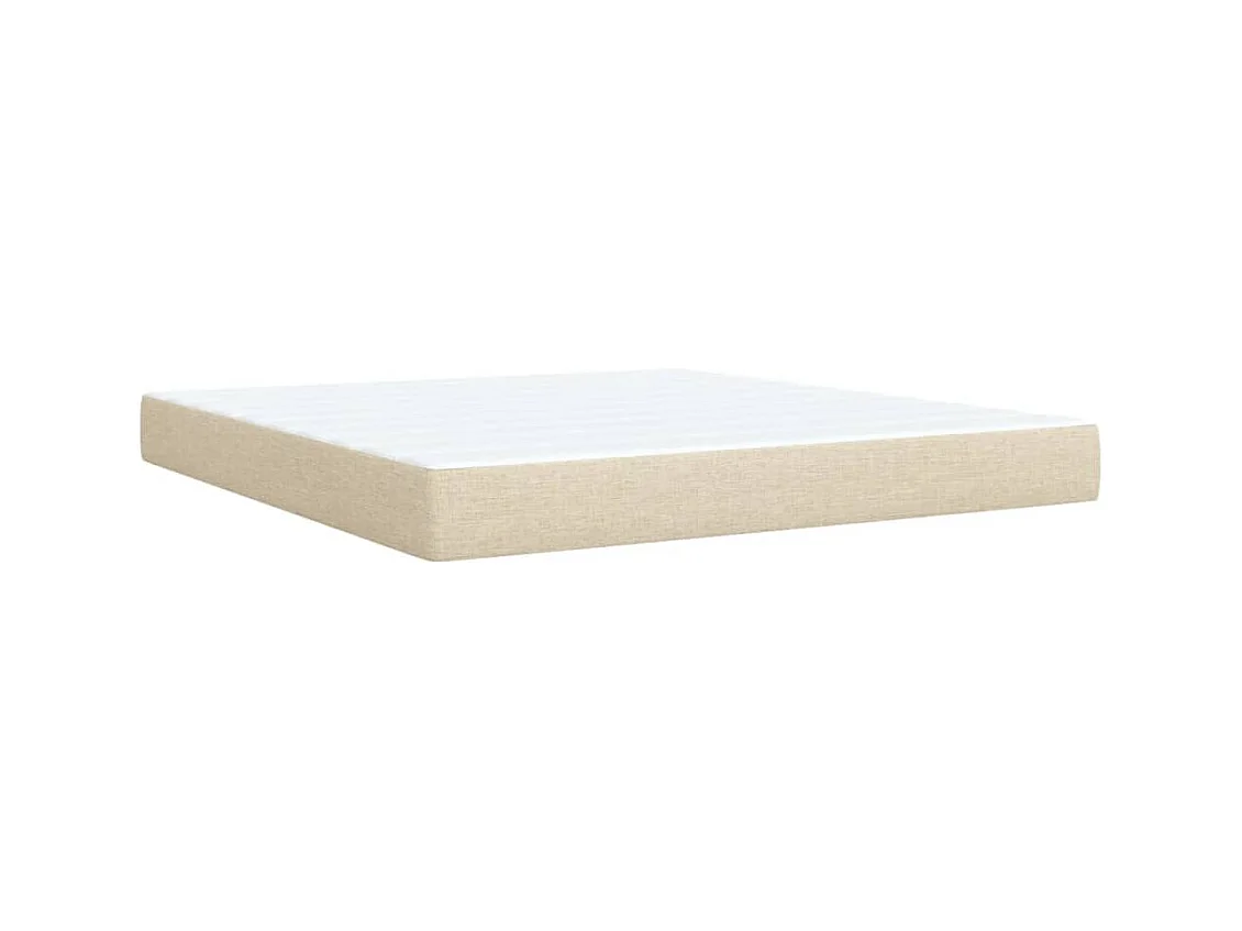Cama box spring con colchón tela color crema 180x200 cm