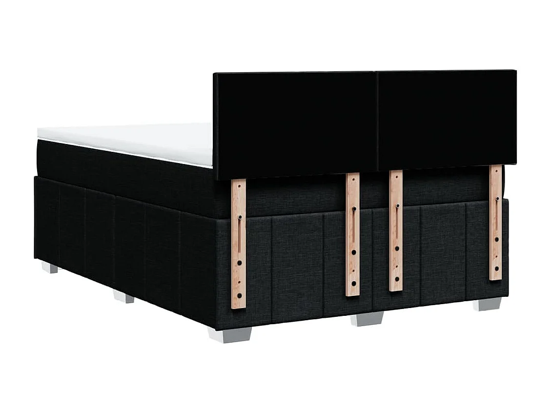 Sommier à lattes de lit avec matelas Noir 160x200 cm Tissu