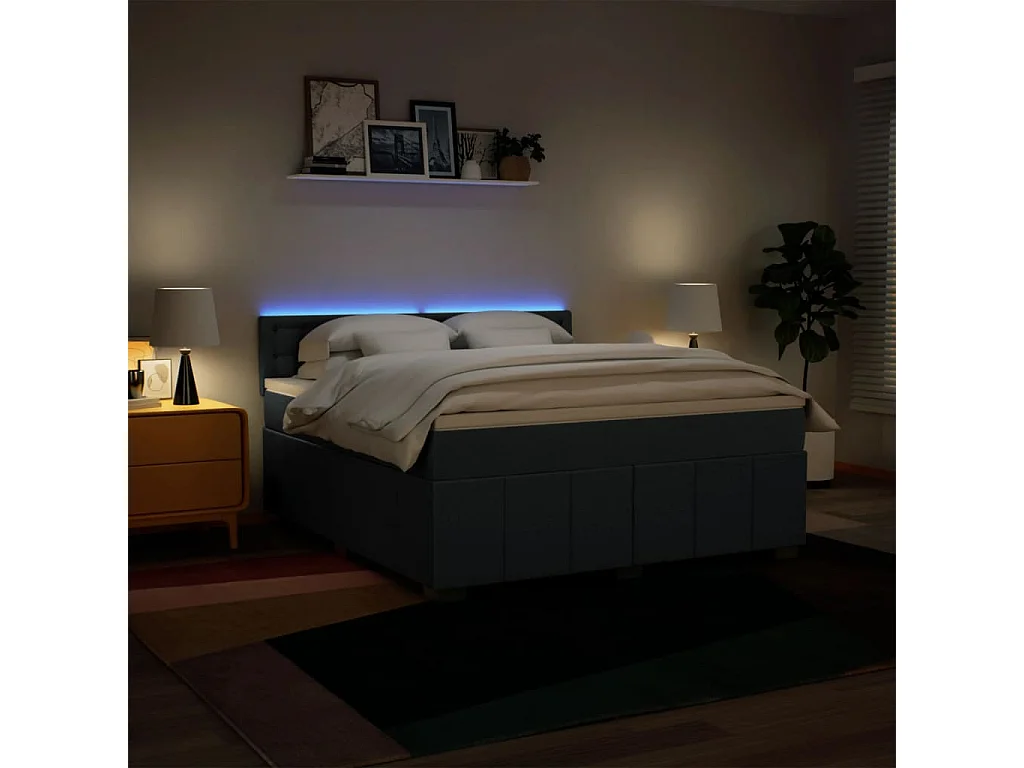 Sommier à lattes de lit avec matelas Bleu 180x200 cm Tissu