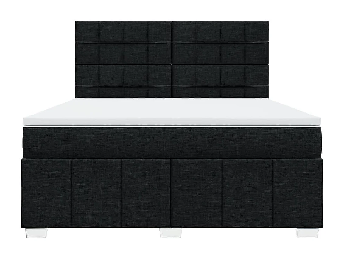 Sommier à lattes de lit avec matelas Noir 180x200 cm Tissu