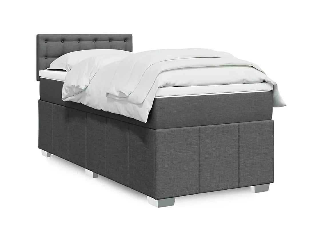 Cama com molas/colchão 100x200 cm tecido cinza-escuro