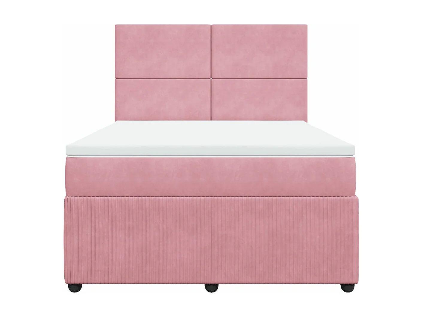 Cama box spring con colchón terciopelo rosa 140x200 cm