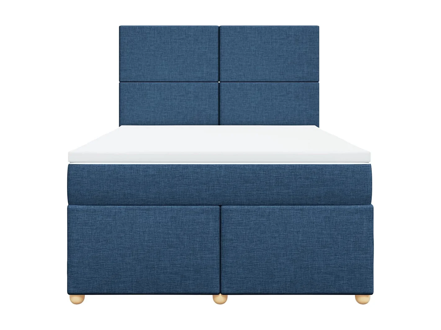 Cama box spring con colchón tela azul 140x190 cm