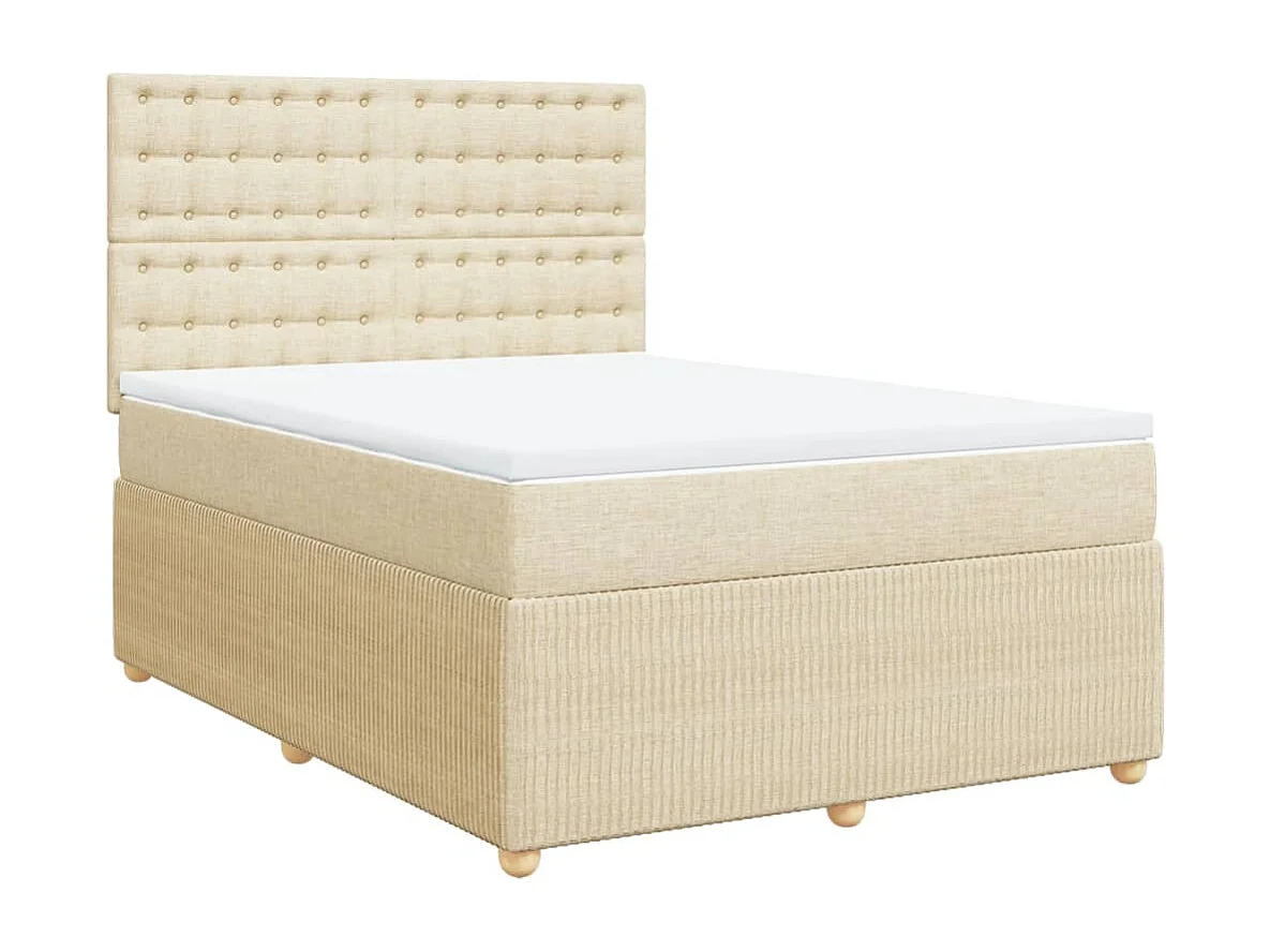 Sommier à lattes de lit avec matelas Crème 140x200 cm Tissu