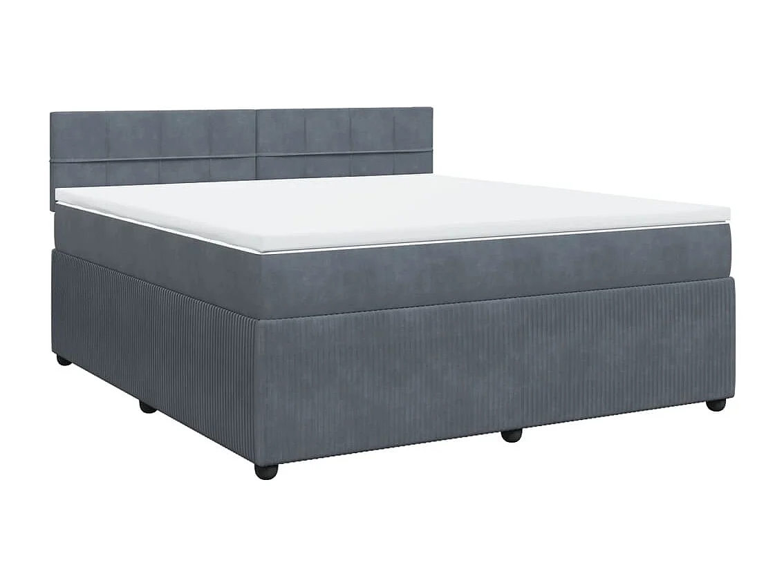 Cama box spring con colchón terciopelo gris oscuro 180x200 cm