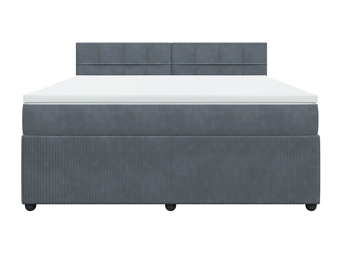 Cama box spring con colchón terciopelo gris oscuro 180x200 cm