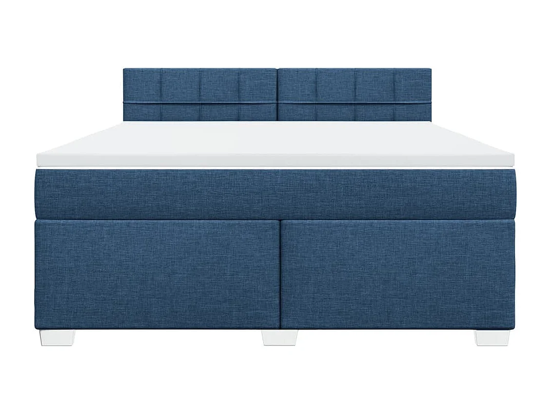 Cama box spring con colchón tela azul 180x200 cm
