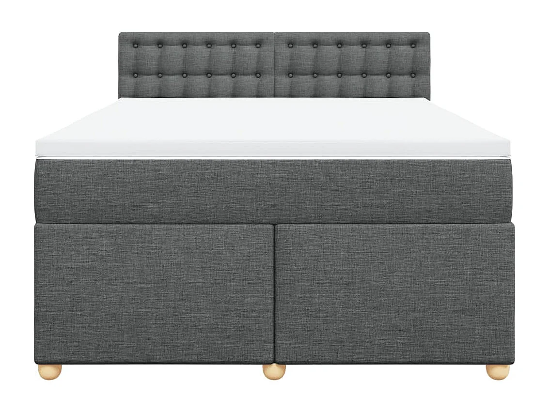 Cama box spring con colchón tela gris oscuro 140x190 cm