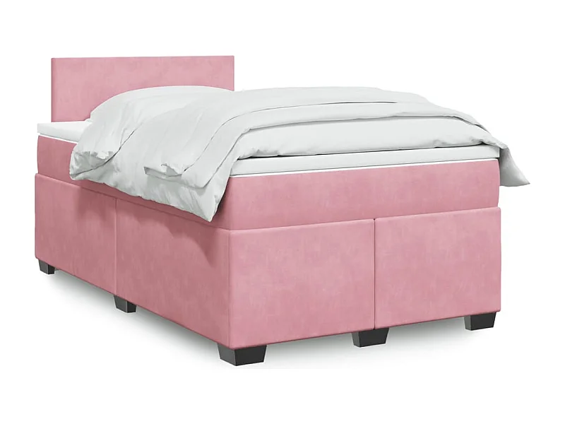 Cama box spring con colchón terciopelo rosa 120x190 cm