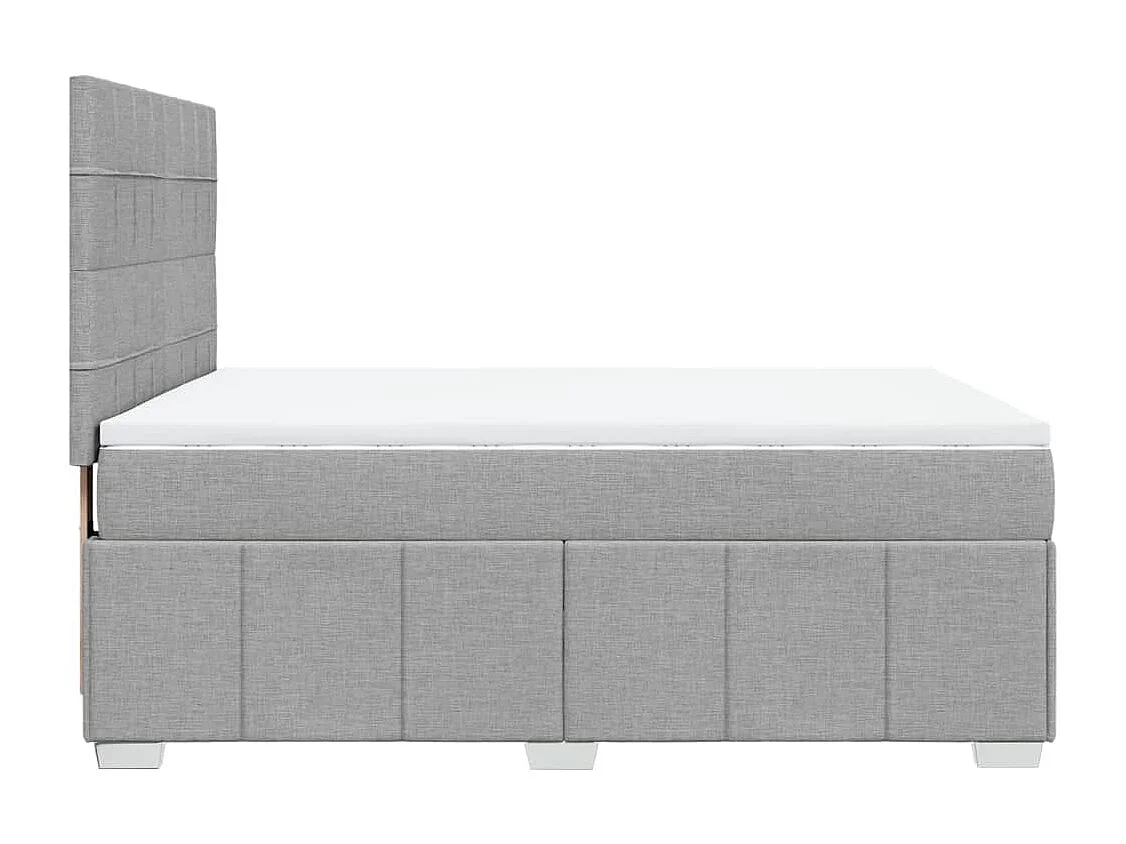 Cama box spring con colchón tela gris claro 140x190 cm