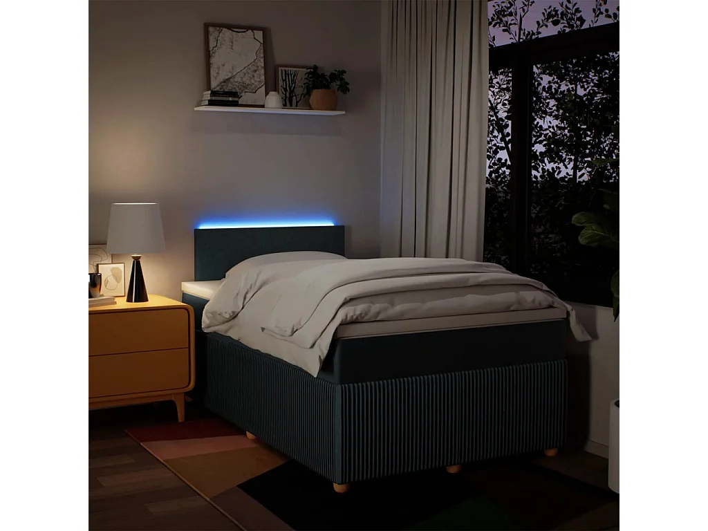 Sommier à lattes de lit avec matelas Bleu 120x200 cm Tissu