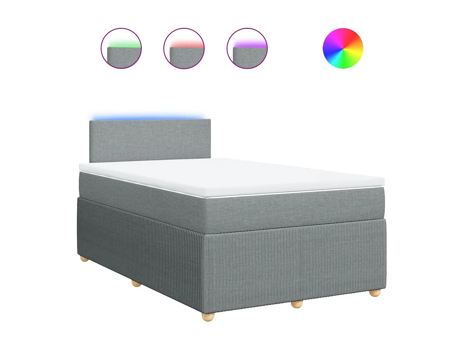 Sommier à lattes de lit avec matelas Gris clair 120x200cm Tissu