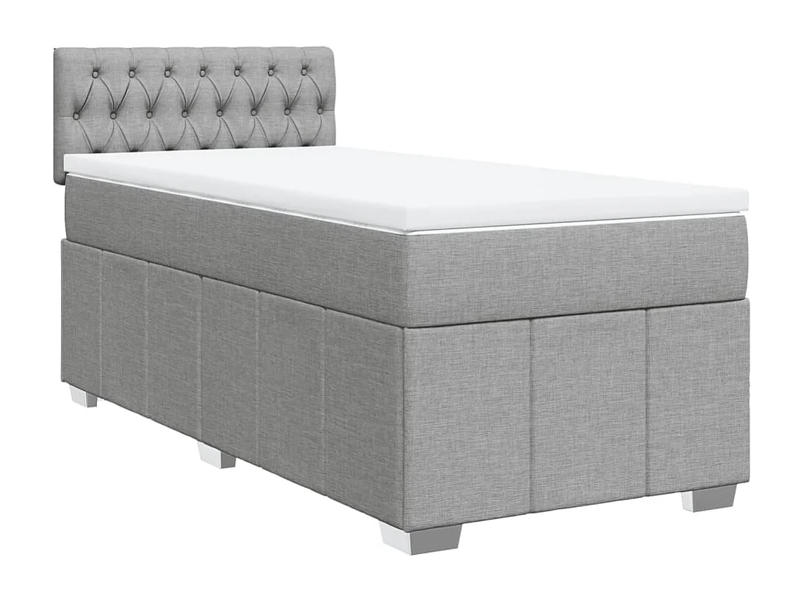 Cama box spring con colchón tela gris claro 90x190 cm