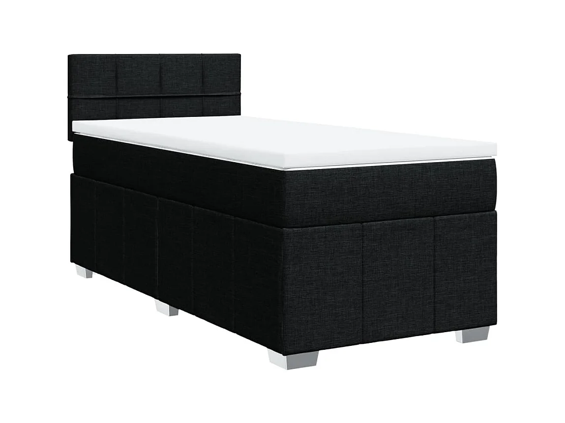 Cama com molas/colchão 80x200 cm tecido preto