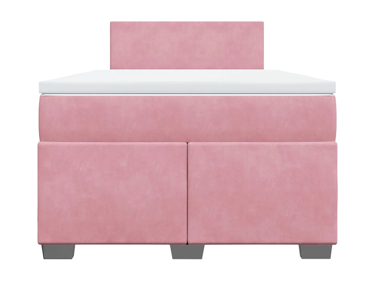 Sommier à lattes de lit avec matelas rose 120x190 cm velours