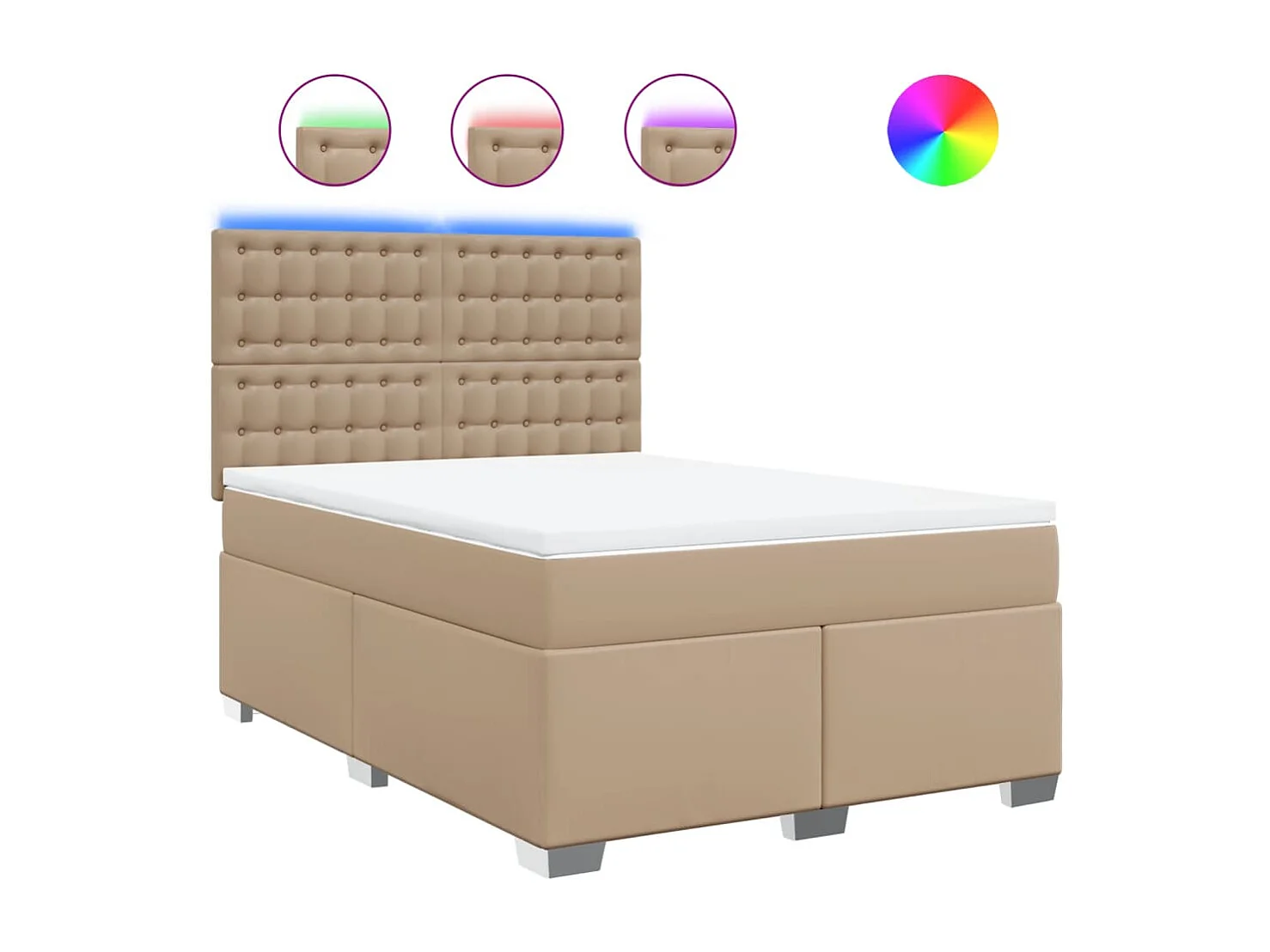 Cama com molas/colchão 140x190 cm couro artificial cappuccino