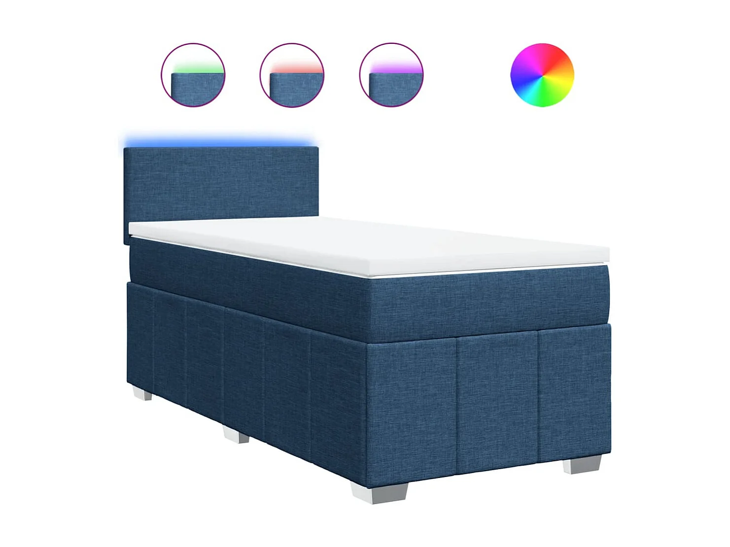 Sommier à lattes de lit avec matelas Bleu 90x200 cm Tissu