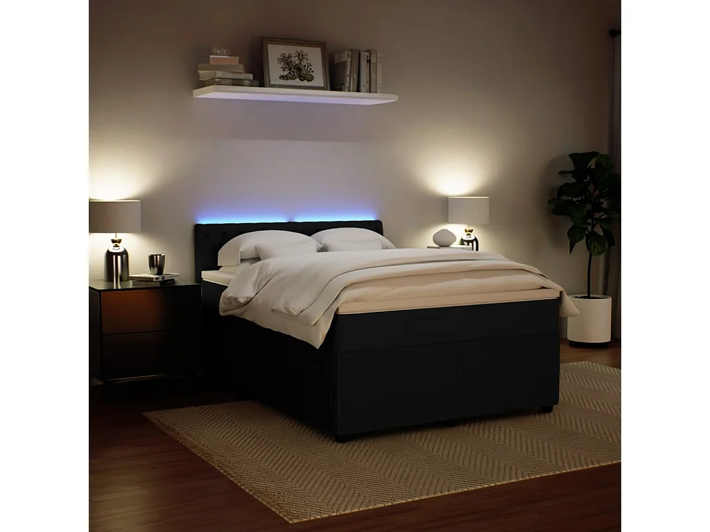 Boxspring met matras fluweel zwart 140x190 cm