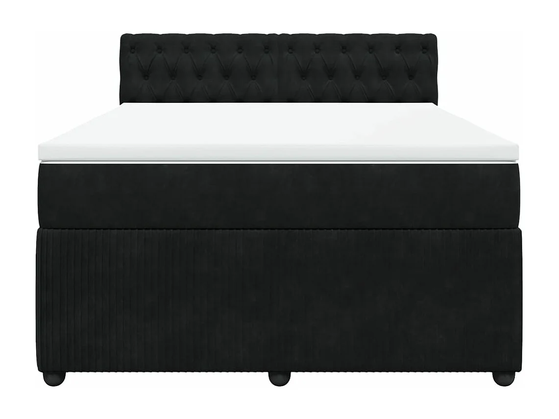 Sommier à lattes de lit avec matelas Noir 140x190 cm Velours