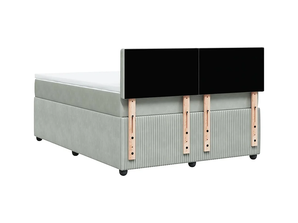 Sommier à lattes de lit et matelas Gris clair 140x190cm Velours