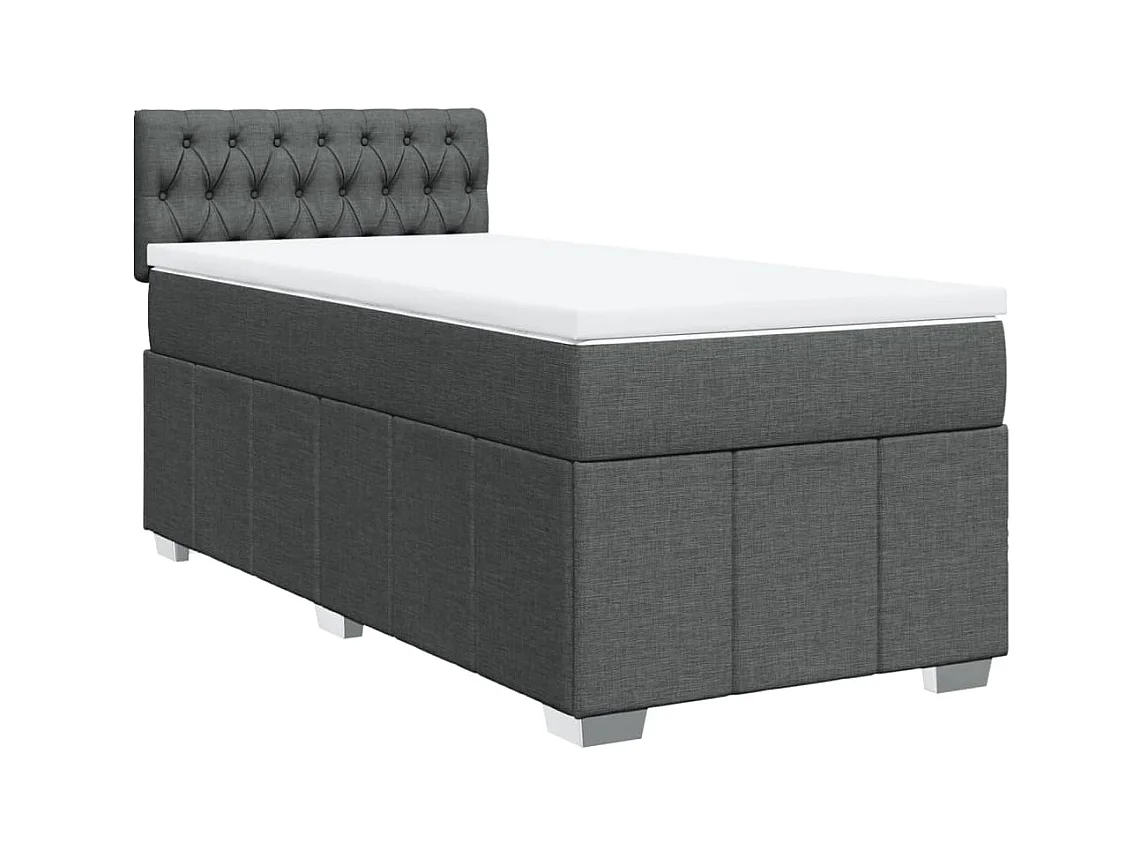 Cama com molas/colchão 90x190 cm tecido cinza-escuro