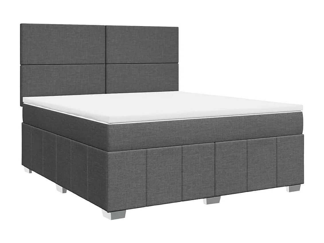 Cama box spring con colchón tela gris oscuro 180x200 cm