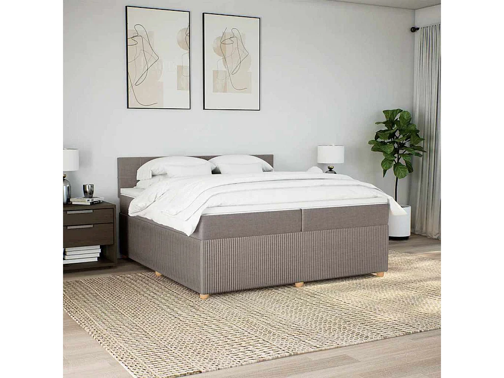 Boxspring met matras stof taupe 200x200 cm