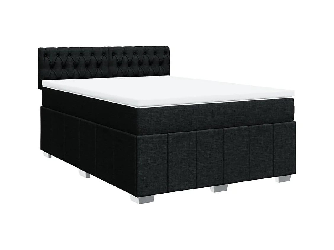 Cama com molas/colchão 140x190 cm tecido preto