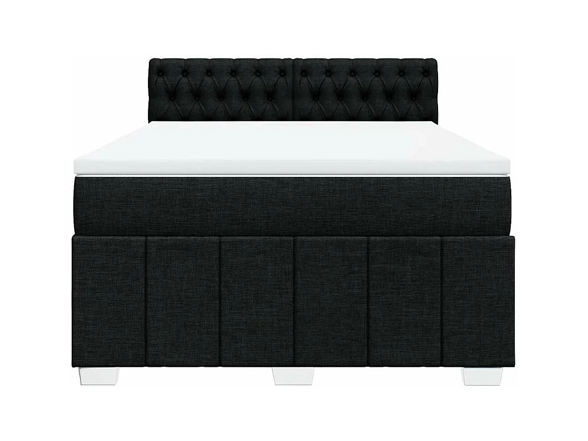 Cama com molas/colchão 140x190 cm tecido preto