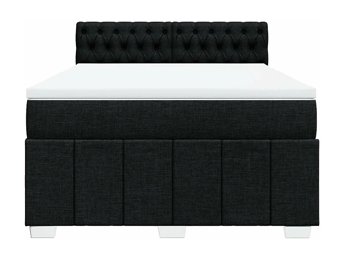 Sommier à lattes de lit avec matelas Noir 140x190 cm Tissu