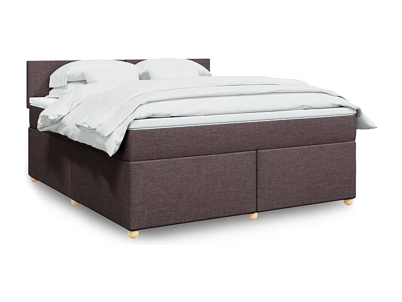 Cama box spring con colchón tela marrón oscuro 180x200 cm