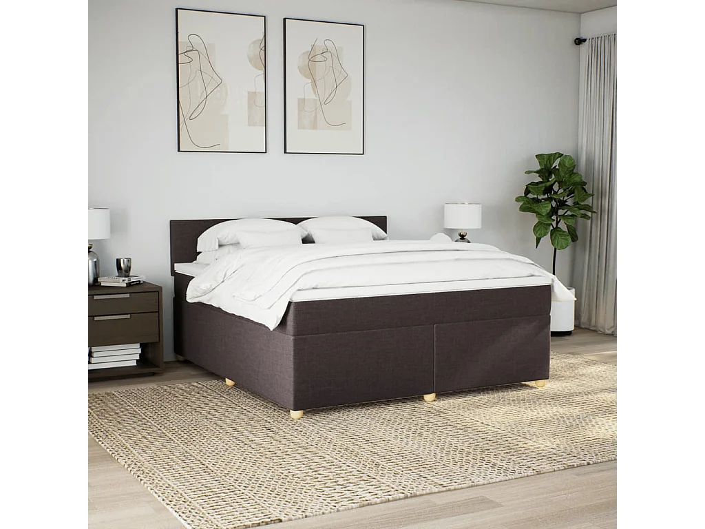 Sommier à lattes de lit avec matelas Marron foncé 180x200 cm