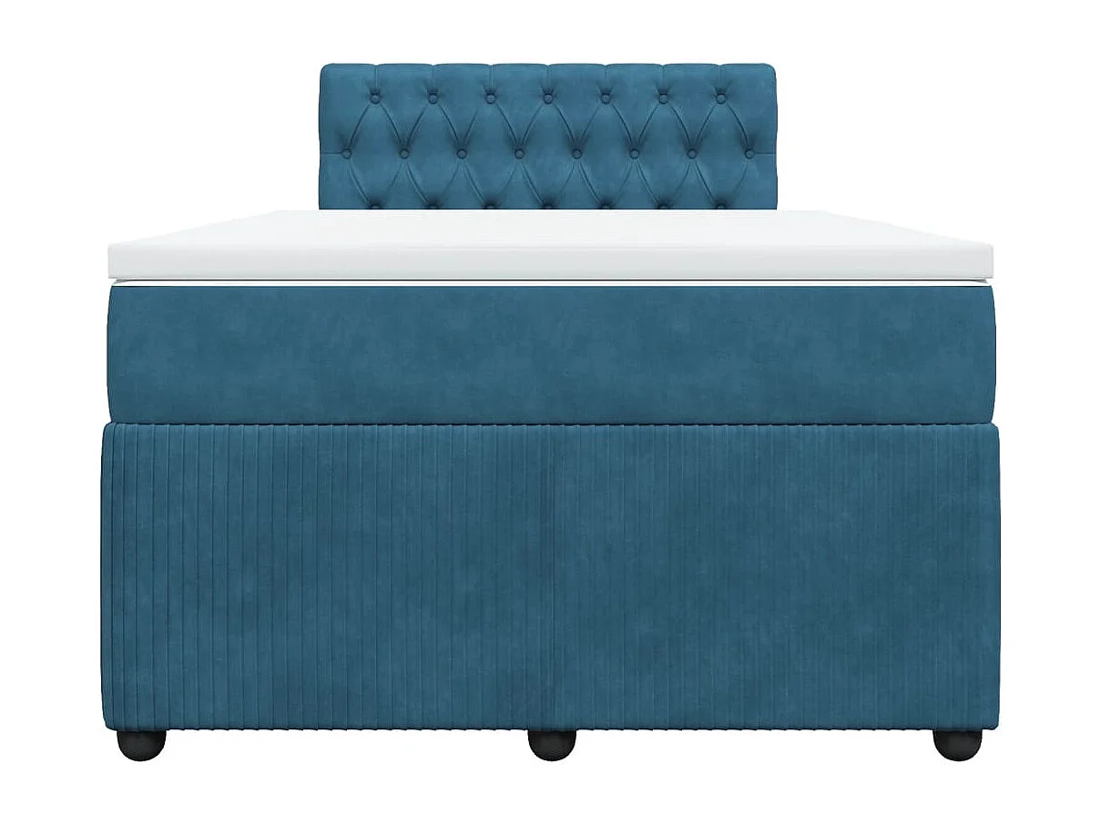 Cama box spring con colchón terciopelo azul 120x200 cm