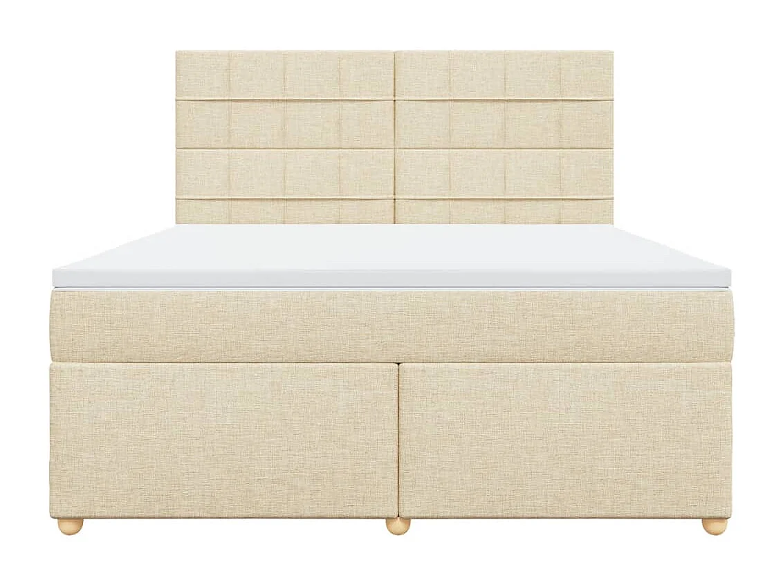 Cama box spring con colchón tela color crema 180x200 cm