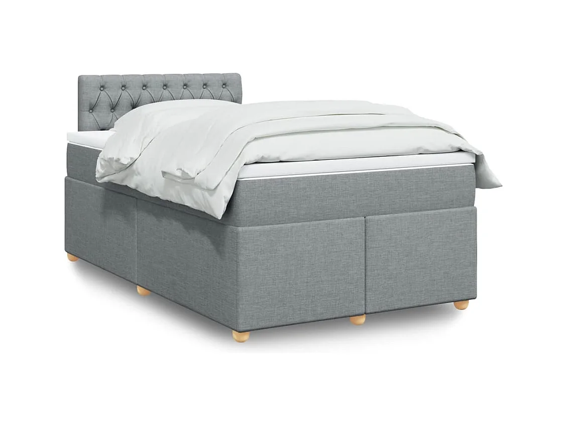 Cama boxspring com colchão 120x190 cm tecido cinzento-claro