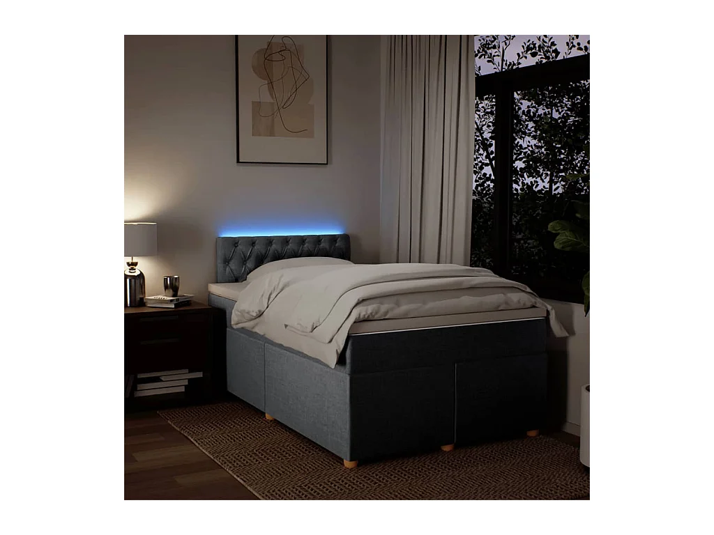 Cama boxspring com colchão 120x190 cm tecido cinzento-claro